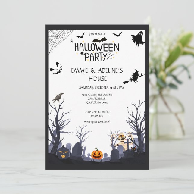 Invitation Gothic Black Crow Halloween Party  (Debout devant)