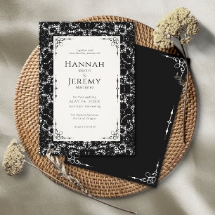 Invitation Gothic Black & White Lace