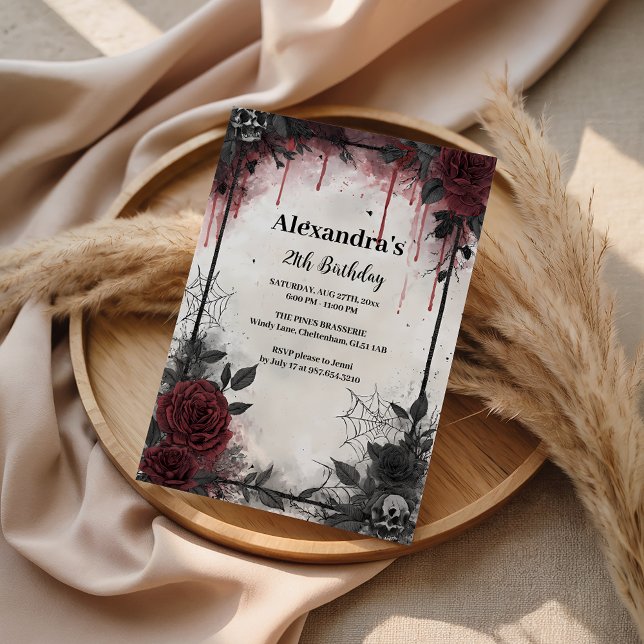 Invitation Gothic Blood Roses Birthday (Créateur téléchargé)