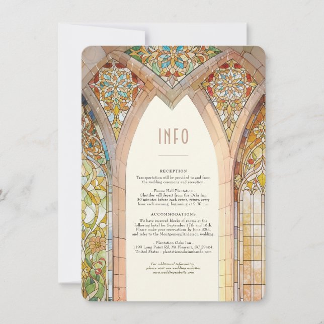 Invitation Gothic Cathedral Stained Glass Info Card (Devant)