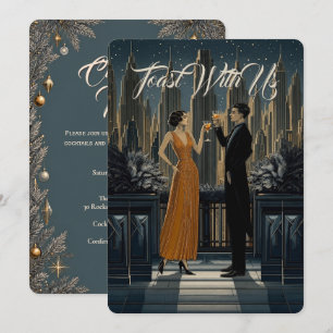 Invitation Gothic Deco   Fête de Noël Skyline Toast