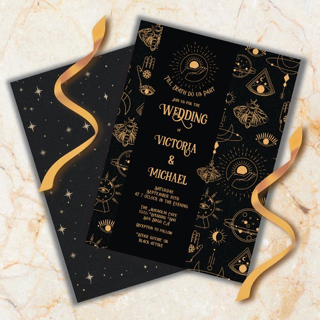 Invitation Gothic Mystical Moon Stars Moth Dark Wedding (Créateur téléchargé)