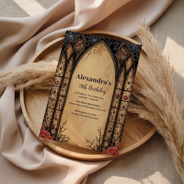 Invitation Gothic Stained Arch Rose Birthday (Créateur téléchargé)