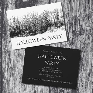 Invitation Gothic Woods Black White Halloween Party
