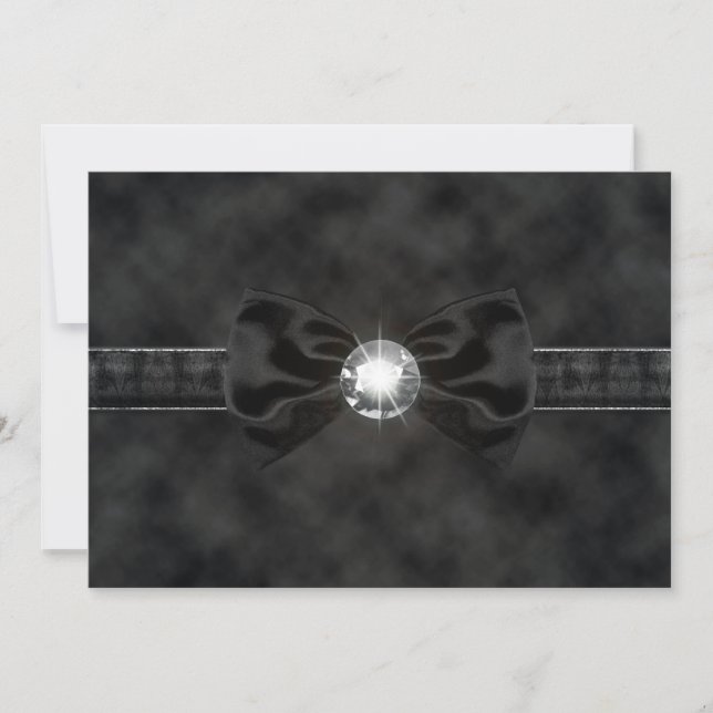 Invitation gothique à noeud papillon noir diamant (Devant)