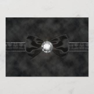 Invitation gothique à noeud papillon noir diamant