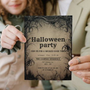 Invitation Gothique Arbres Sombres Déplaisant Halloween Party