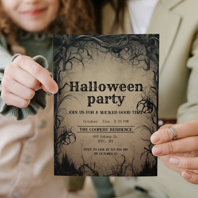 Invitation Gothique Arbres Sombres Déplaisant Halloween Party (Créateur téléchargé)