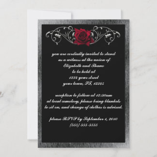 Invitation gothique argentée et Rose