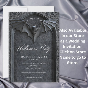 Invitation Gothique Bat Tombstone Halloween Party