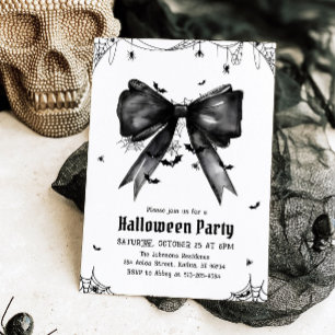 Invitation Gothique Black Bow Coquette Halloween Party