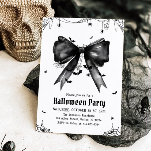 Invitation Gothique Black Bow Coquette Halloween Party (Créateur téléchargé)