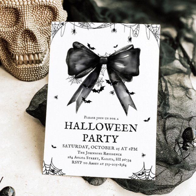 Invitation Gothique Black Bow Coquette Halloween Party (Créateur téléchargé)