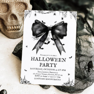 Invitation Gothique Black Bow Coquette Halloween Party