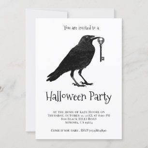 Invitation Gothique Black Raven Halloween Party