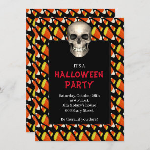 Invitation Gothique Crâne bonbon Corn Halloween Party