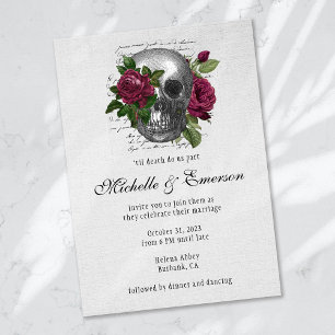 Invitation Gothique Crâne Floral jusqu'à la mort nous séparon