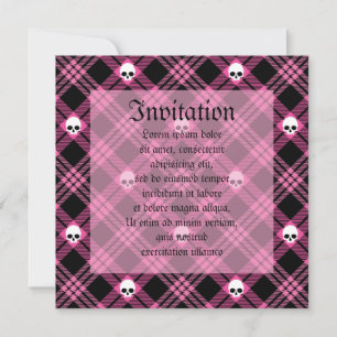 Invitation Gothique Crâne Tartan Plaid