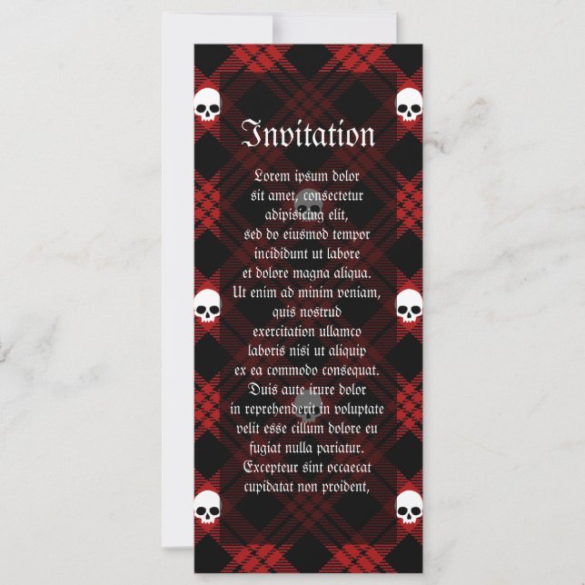 Invitation Gothique Crâne Tartan Plaid (Devant)