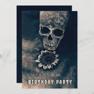 Invitation Gothique Crâne Tournesol RIP À ses 20 ans