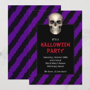 Invitation Gothique Crâne violet bande d'Halloween Party