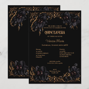 Invitation gothique de Quinceanera Halloween Orchi