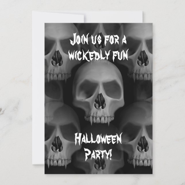 Invitation Gothique diabolique crâne Halloween fête de l'horr (Devant)