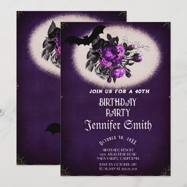 Invitation gothique du 40e anniversaire (Devant / Derrière)