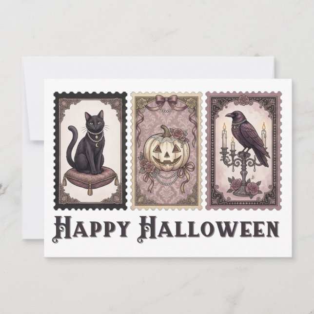 Invitation Gothique Épouvantable Halloween, Décor céleste de  (Devant)