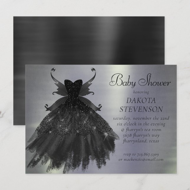 Invitation Gothique Fairy Black Gown | Vampy Goth Glam Sheen (Devant / Derrière)