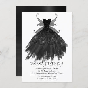 Invitation Gothique Fairy Black Gown Vampy Goth Glam Sheen
