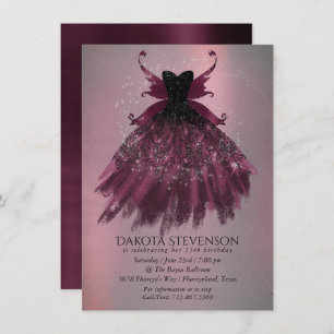 Invitation Gothique Fairy Fuchsia Gown   Punk Rock rose Magen