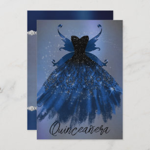 Invitation Gothique Fairy Navy Gown   Fleur bleue de Cobalt p