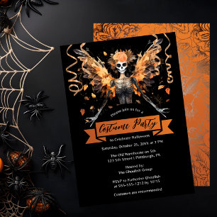 Invitation Gothique Féerie crâne Halloween Costume Party