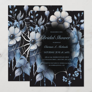 Invitation Gothique Fleurs Bleu Poudre Toile d'Araignée Baby