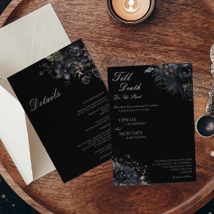 Invitation Gothique Floral Noir Till Décès Détails Mariages E