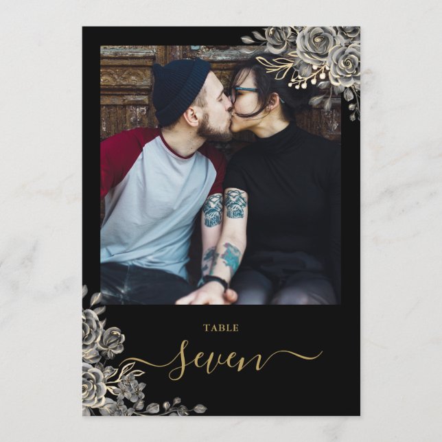 Invitation Gothique Floral Rose Numéro de la table photo (Devant)