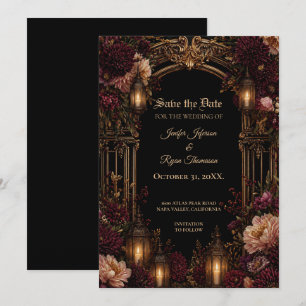 Invitation gothique florale d'humeur pour sauver l