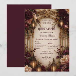 Invitation gothique florale lunatique pour Quincea