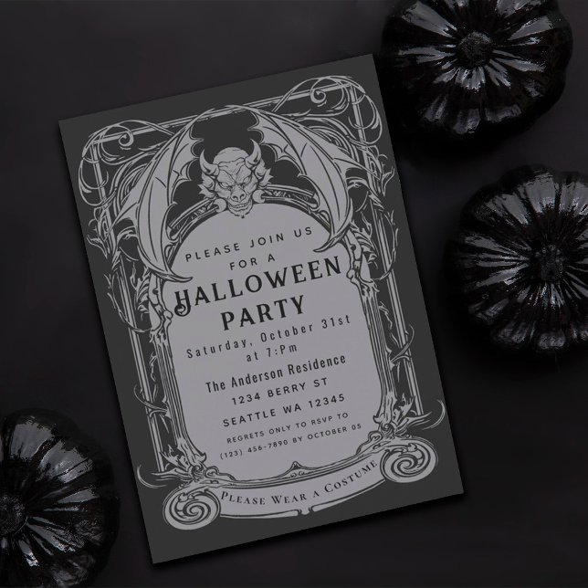 Invitation Gothique Gargoyle Halloween Party (Créateur téléchargé)