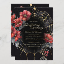 Gothique Gold & Red Spider Floral Web Handfasting