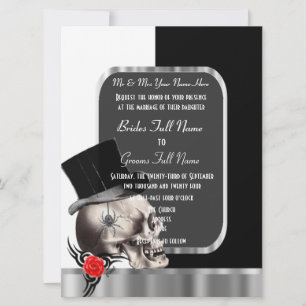 Invitation Gothique Groom Crâne noir et blanc
