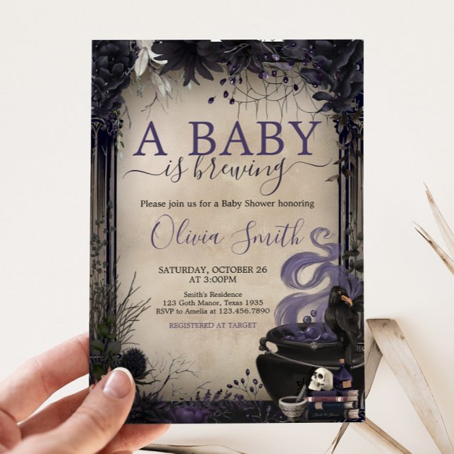 Invitation Gothique Halloween Baby brasse le Baby shower (A Baby is Brewing Baby Shower Invitation
)