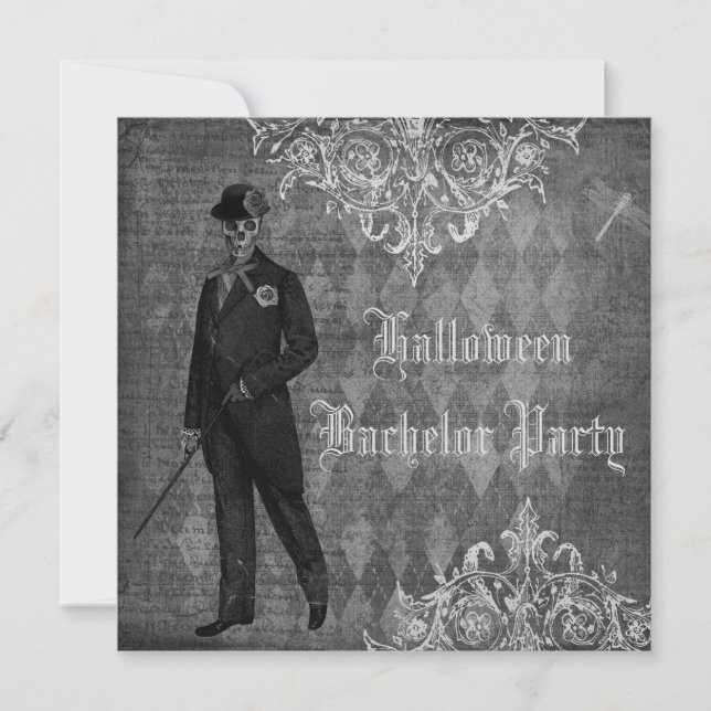 Invitation Gothique Halloween Marié Chic Décontracté Enterrem (Devant)