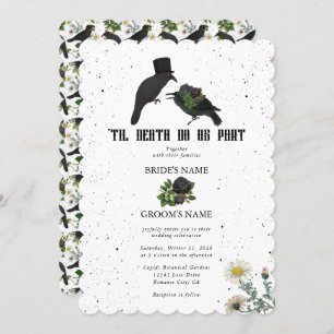 Invitation Gothique Halloween noir Rose Corbeaux Mariage