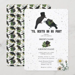 Invitation Gothique Halloween noir Rose Corbeaux Mariage