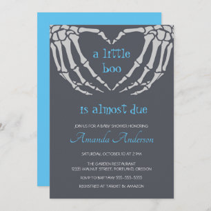 Invitation Gothique Halloween Squelette mains Baby shower gar