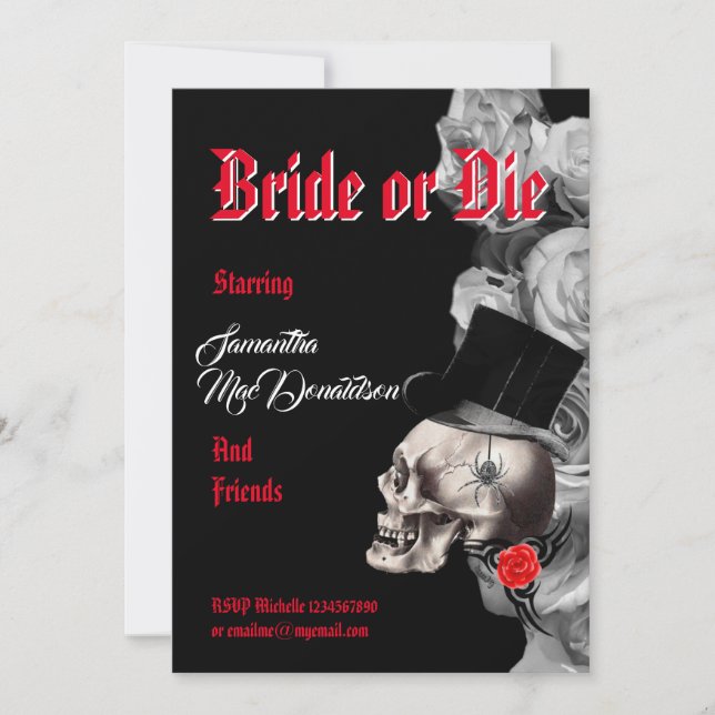 Invitation Gothique Halloween style bachelorette (Devant)