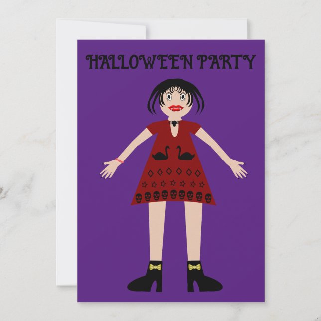Invitation Gothique Halloween Vampire Lady (Devant)