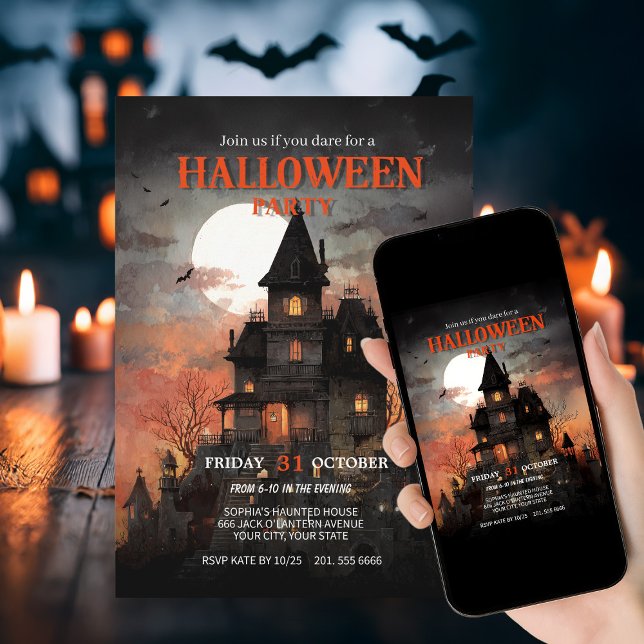 Invitation Gothique Haunted House Halloween Party (Créateur téléchargé)